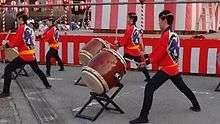 Video of taiko performers at the Tsukiji Hongan-ji Festival