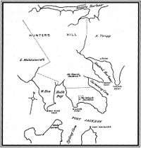 Early map of the Kirribilli area showing an area marked Milson's residence