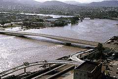 Victoria Bridge during flood