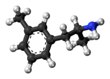 Ball-and-stick model of the 3-methylamphetamine molecule