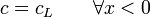 c=c_L \qquad \forall x<0