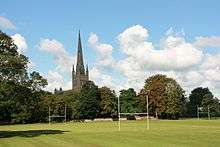 Photograph of school playing fields in the Lower Close