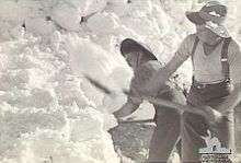 Men clearing snow with shovels