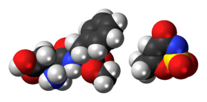 Space-filling models of the component ions of aspartame-acesulfame salt