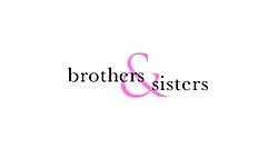 The title card of the television program "Brothers and Sisters" consists of the words "brothers" and "sisters" written in black letters over a pink ampersand ("&").