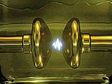 Voltage breakdown in an electric arc during transformer oil testing on a BA75 Oil tester by b2hv