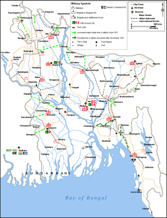 Military map of Bangladesh from October 1971