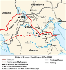 A map depicting the movement of defensive lines throughout a battle