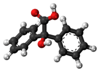 Ball-and-stick model of the benzilic acid molecule