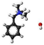 Ball-and-stick model of the benzyltrimethylammonium hydroxide ions