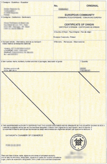 Certificate of origin (COO) - Satakunta, Finland (EU)