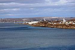 The Davie Shipyard seen from a distance over the water