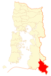 Location of Palena commune in Los Lagos Region