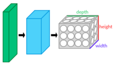 CNN layers arranged in three dimensions.