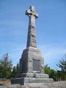 Memorial erected in 1909 in commemoration of the death of Irish immigrants of 1849. Grosse-Île, Québec, Canada.