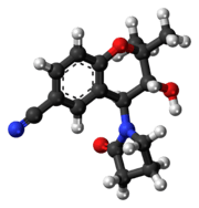 Ball-and-stick model of the cromakalim molecule