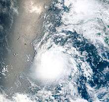 Tropical Storm Estelle at peak intensity on August 6