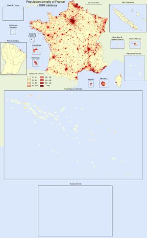 map of population in France