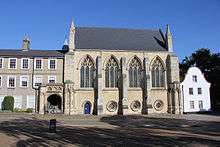 Photograph of the school chapel and adjoining buildings from the Upper Close