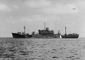 A black and white photograph of HMS Glengyle, an infantry assault ship