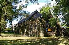 A small stone church with no visible tower or bellcote