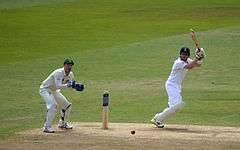 Ian Bell batting against Australia at Trent Bridge.  Brad Haddin is keeping wicket.