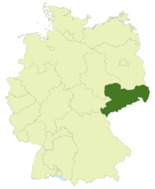 Map of Germany with the location of Saxony highlighted