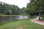 The Lakeside Trail winding around Choctaw Lake.