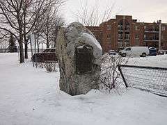 Boulder marking the location of Fort Trois-Rivières