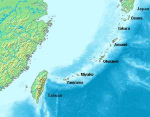 Location of the Ryukyu Islands in Japan
