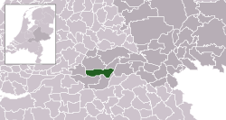 Highlighted position of Neerijnen in a municipal map of Gelderland