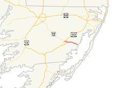 A map of the lower Eastern Shore of Maryland showing major roads.  Maryland Route 365 runs from Snow Hill to Public Landing.