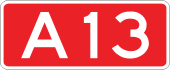 A13 motorway shield}}