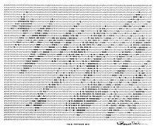 printout of artwork that looks like waves in ASCII art