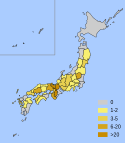 Most National Treasures are located in the Kansai region and western Japan, though some are located in north Honshū.