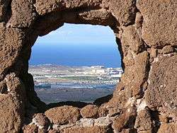 View from the Four Doors site through a hole in the rock