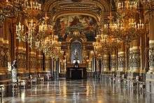 Opéra Garnier interior showing chandeliers and gilded decoration