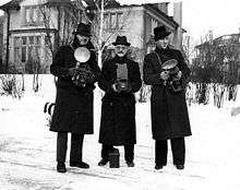 Photographer William James and two of his sons in 1936