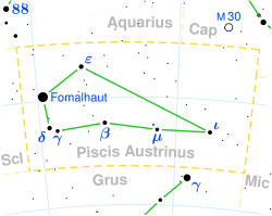 Diagram showing star positions and boundaries of the Piscis Austrinus constellation and its surroundings