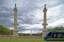 The two rostral columns of the place des Quinconces in Bordeaux, France.