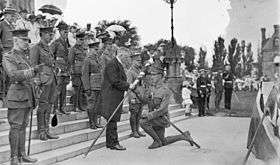 Flag presentation to battalion in 1915