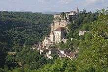 view of small cliff-top village