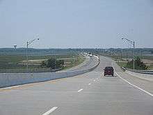 Route 147 heading westbound through the wetlands