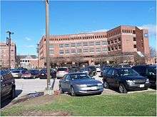 A photo of the front of Saints Medical Center viewed from Nesmith Street.