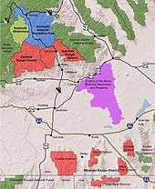 A map of Sawtooth National Forest showing the SNRA, ranger districts, Sawtooth Wilderness, and surrounding lands