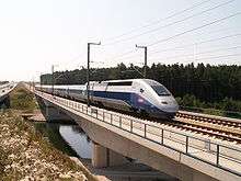 In July 2006, a French TGV undertakes a 330 km/h test ride for technical approval in Germany.