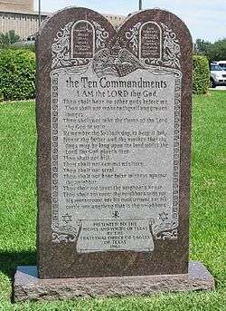 The Ten Commandments on a monument on the grounds of the Texas State Capitol