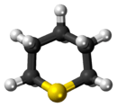 Ball-and-stick model of the thiane molecule