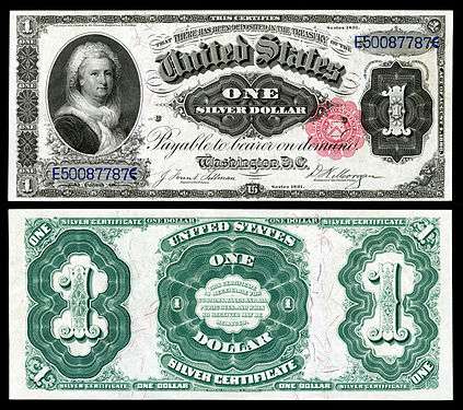 $1 Silver Certificate, Series 1891, Fr.223, depicting Martha Washington