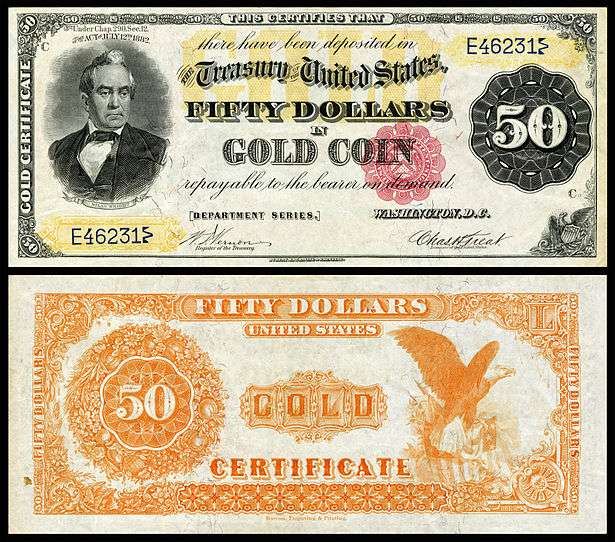 $50 Gold Certificate, Series 1882, Fr.1195, depicting Silas Wright